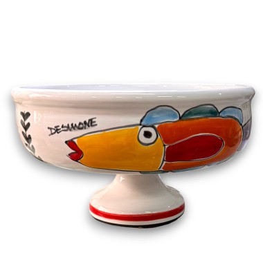 Sicilian ceramic stand cake Centrepiece Lift Folk Fish de simone pottery Sicilian ceramic stand cake Centrepiece Lift Folk Fish de simone pottery